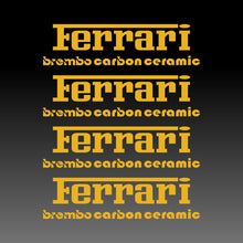 Load image into Gallery viewer, Four ferrari brembo carbon ceramic brake caliper stickers in Yellow