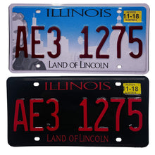 Load image into Gallery viewer, Illinois IL License Plate Wrap Black and Red Wrap Before and After