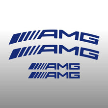Load image into Gallery viewer, Mercedes Benz AMG Logo Emblem Partial Curved Blue Brake Caliper Decal Stickers