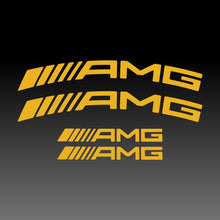 Load image into Gallery viewer, Mercedes Benz AMG Logo Emblem Partial Curved Yellow Brake Caliper Decal Stickers