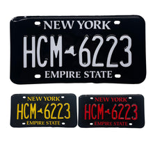 Load image into Gallery viewer, New York NY License Plate Wrap Black and White, Black and Yellow, and Black and Red
