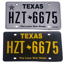 Load image into Gallery viewer, Texas License Plate Wrap Black and Yellow Wrap Before and After