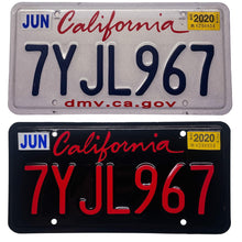 Load image into Gallery viewer, California CA License Plate Wrap Black and Red Wrap Before and After
