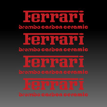 Load image into Gallery viewer, Four ferrari brembo carbon ceramic brake caliper stickers in red
