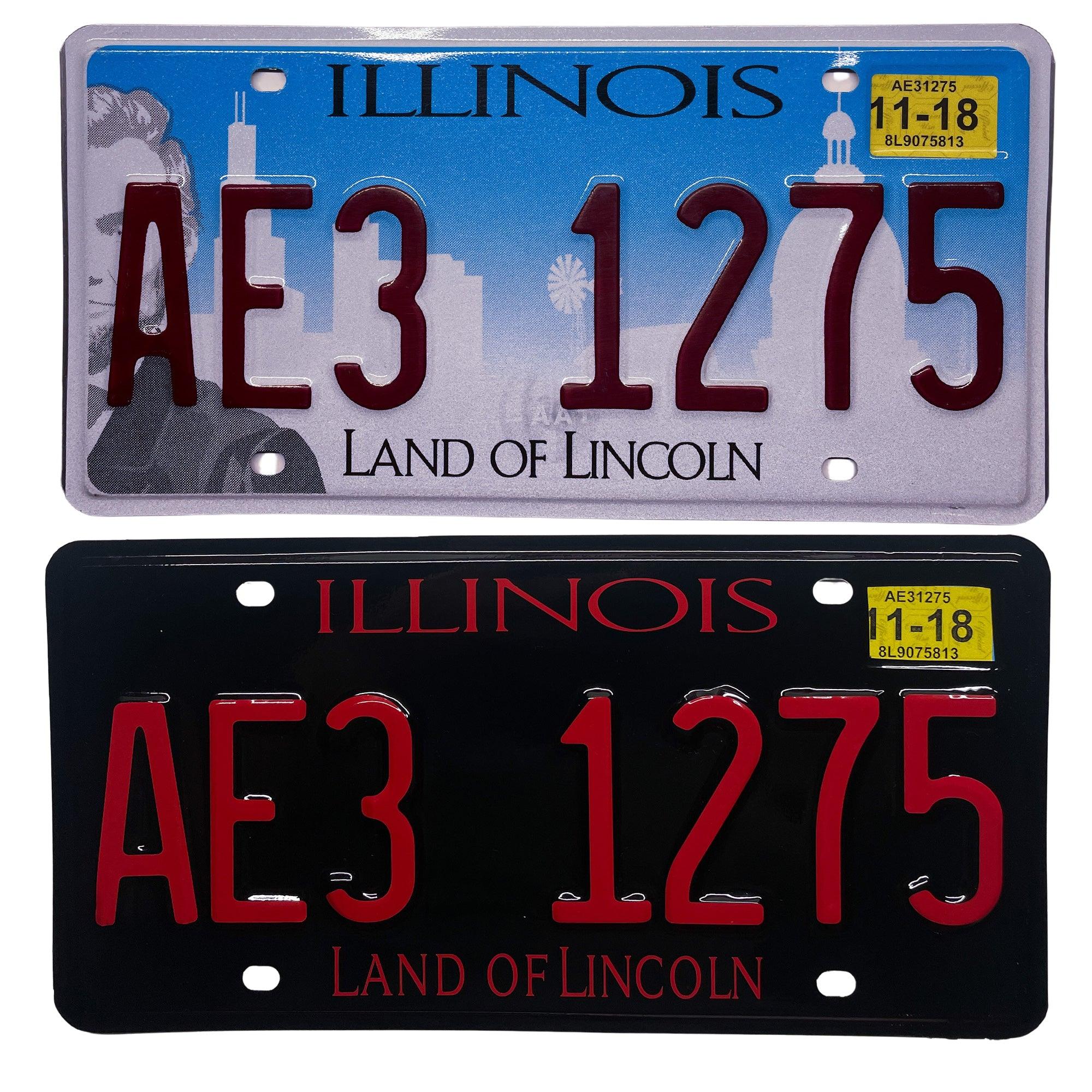 Illinois IL License Plate Wrap - Black and White - Black and 