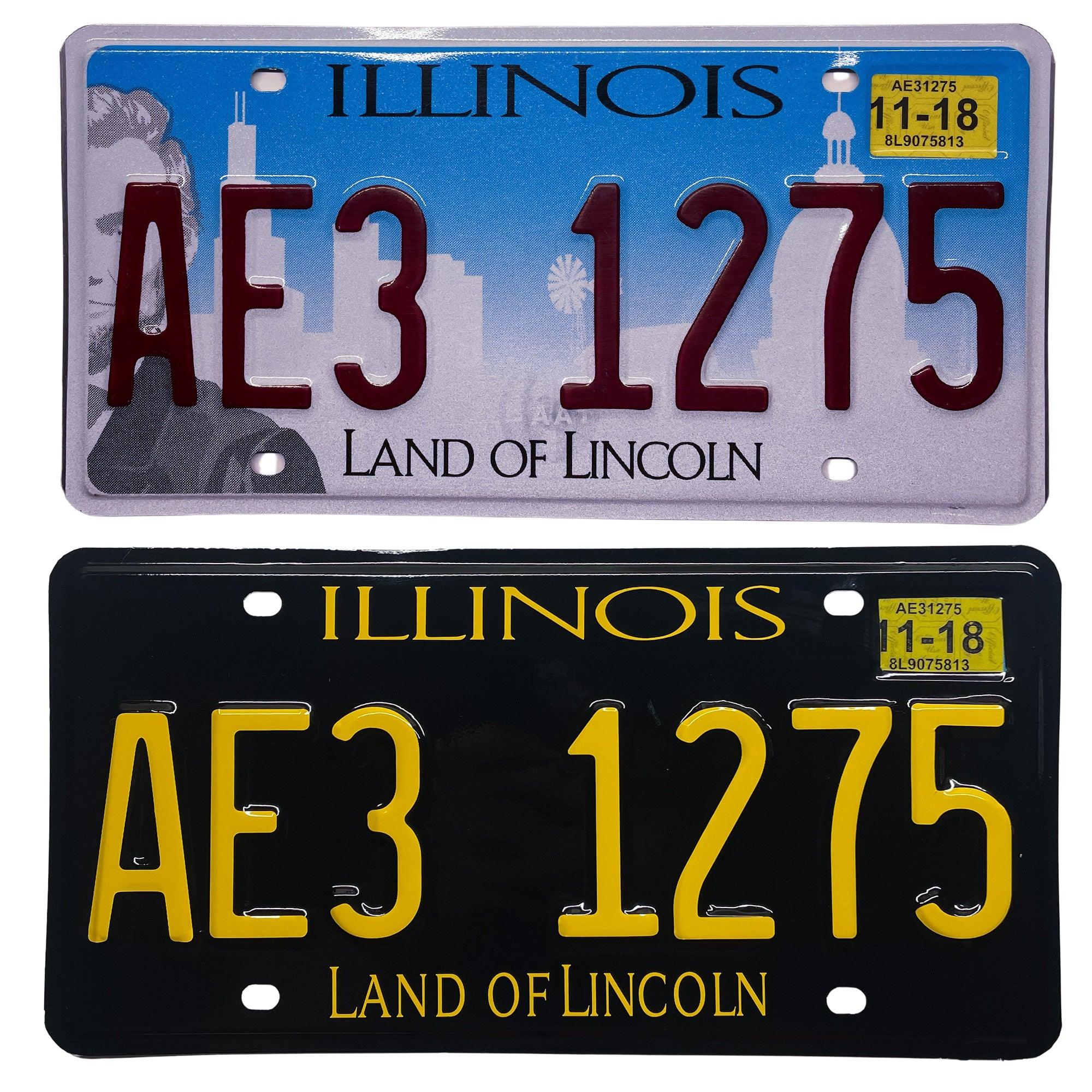 Illinois IL License Plate Wrap - Black and White - Black and 