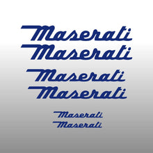 Load image into Gallery viewer, Maserati Logo Emblem Cursive Blue Brake Caliper Decal Sticker 
