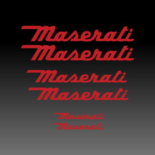 Load image into Gallery viewer, Maserati Logo Emblem Cursive Red Brake Caliper Decal Sticker 
