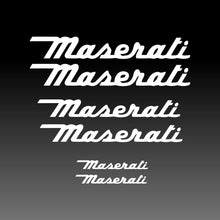 Load image into Gallery viewer, Maserati Logo Emblem Cursive White Brake Caliper Decal Sticker 
