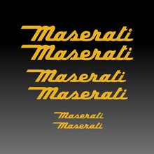 Load image into Gallery viewer, Maserati Logo Emblem Cursive Yellow Brake Caliper Decal Sticker 
