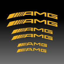 Load image into Gallery viewer, Mercedes Benz AMG Logo Emblem Curved Yellow Brake Caliper Decal Stickers
