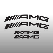 Load image into Gallery viewer, Mercedes Benz AMG Logo Emblem Partial Curved Black Brake Caliper Decal Stickers
