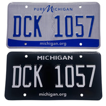 Load image into Gallery viewer, Michigan MI Print License Plate Wrap Black and White Wrap Before and After
