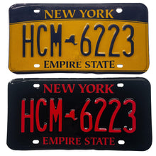 Load image into Gallery viewer, New York NY License Plate Wrap Black and White, Black and Yellow, and Black and Red
