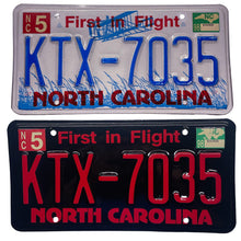 Load image into Gallery viewer, North Carolina License Plate Wrap Black and Red Before and After
