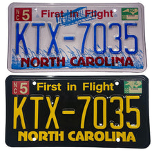 Load image into Gallery viewer, North Carolina License Plate Wrap Black and Yellow Before and After
