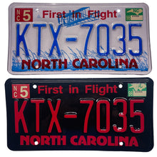 Load image into Gallery viewer, North Carolina NC License Plate Wrap Black and Red Wrap Before and After
