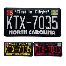 Load image into Gallery viewer, North Carolina NC License Plate Wrap Black and White, Black and Yellow, and Black and Red
