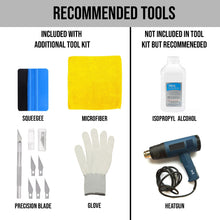 Load image into Gallery viewer, Additional tool kit includes squeegee, microfiber, exacto blade, and glove. Not includes in tool kit but recommended is ispropyl alchohol and a heatgun 
